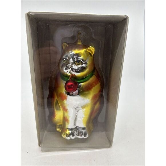 FAT CAT ORANGE MERCURY GLASS HAND PAINTED DEPARTMENT 56 - Picture 1 of 6
